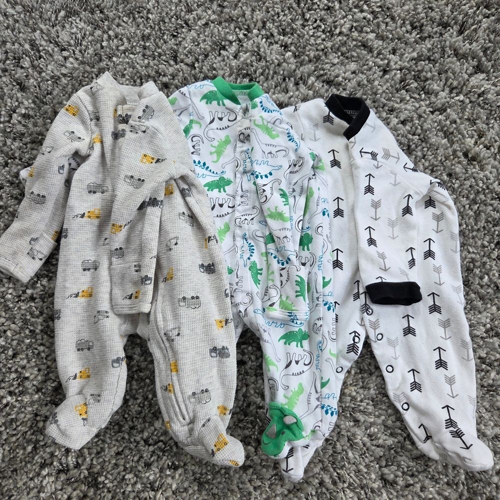 3 Pair Of Baby Footie Baby Pajamas Newborn Carters Baby Starters Brand